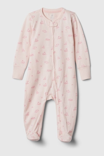 Gap Pink Bunnies First Favourites Graphic Sleepsuit (Newborn-9mths)