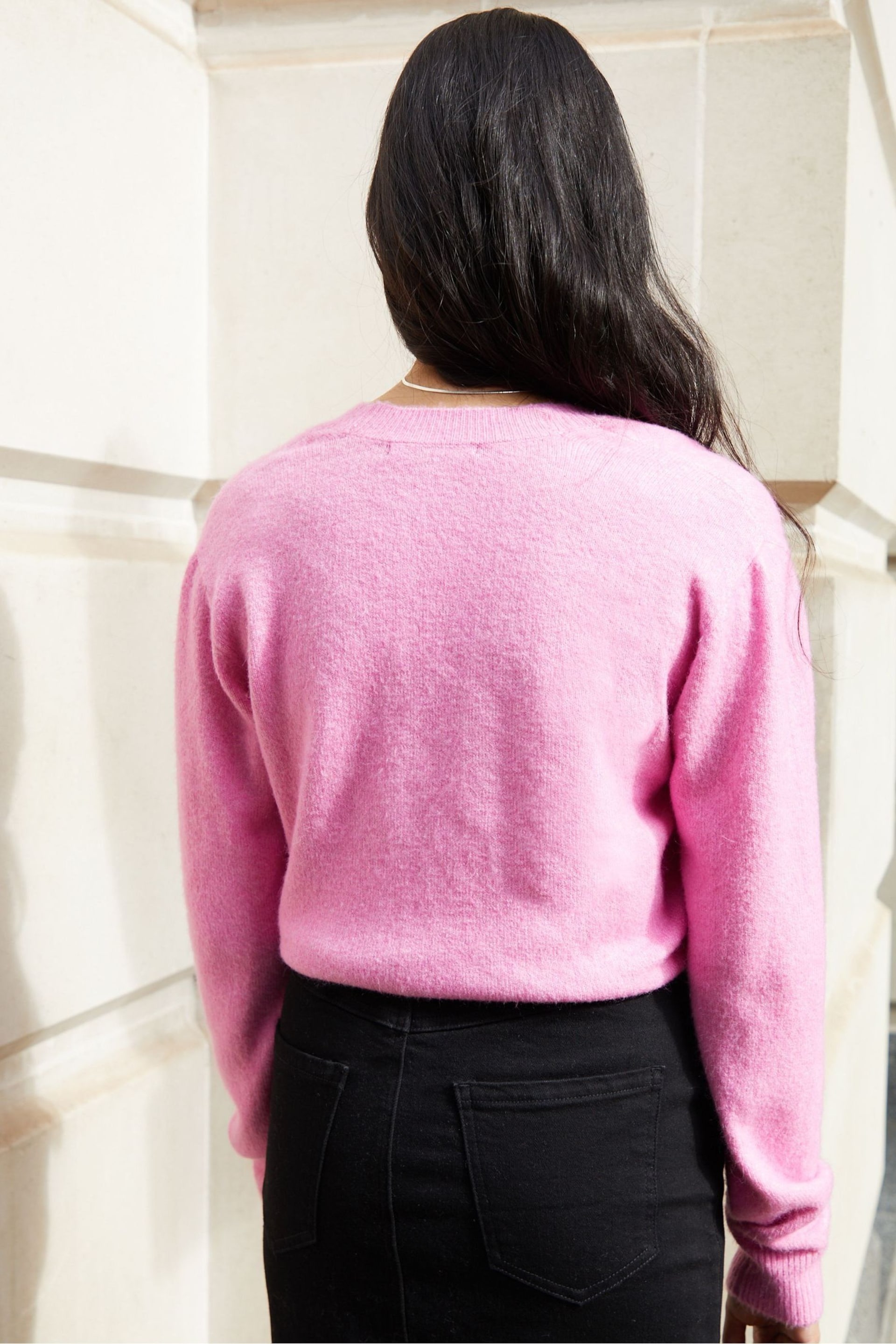 Threadbare Pink Wrap Front Knitted Jumper - Image 2 of 4