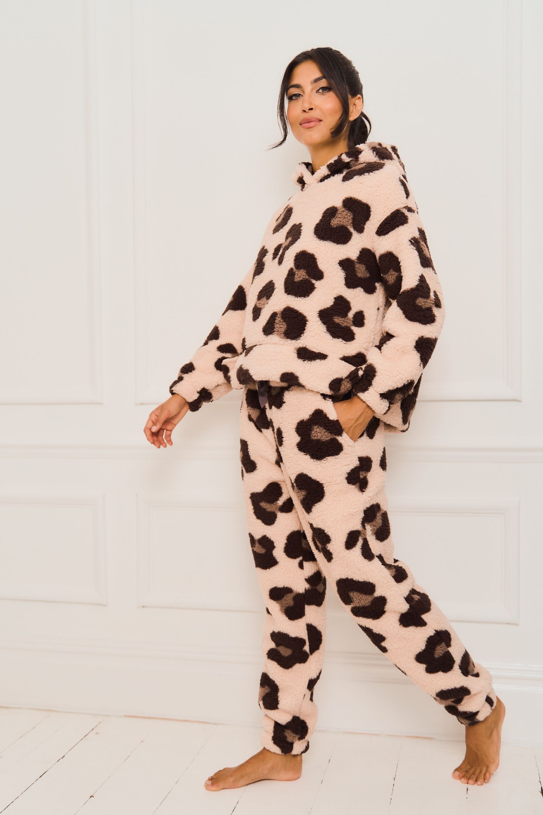 Jim Jam the Label Animal Fleece Twosie Brown Pyjama Set