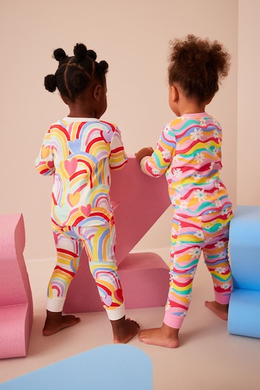 Rainbow 2 Pack Printed Long Sleeve Pyjamas (9mths-8yrs)