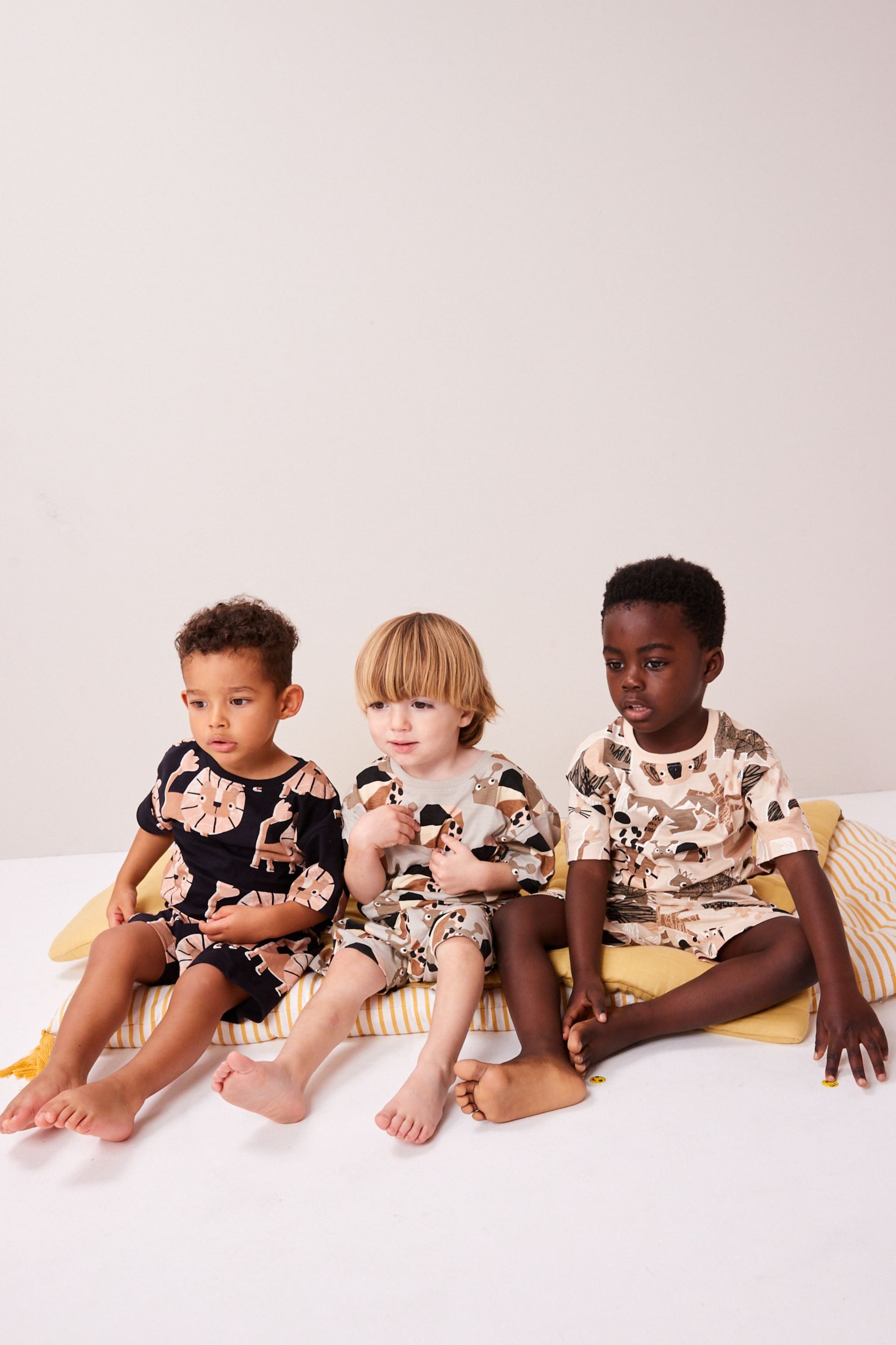 Black/Ecru Animal Short Sleeve 3 Pack Pyjama Set (9mths-12yrs) - Image 2 of 5