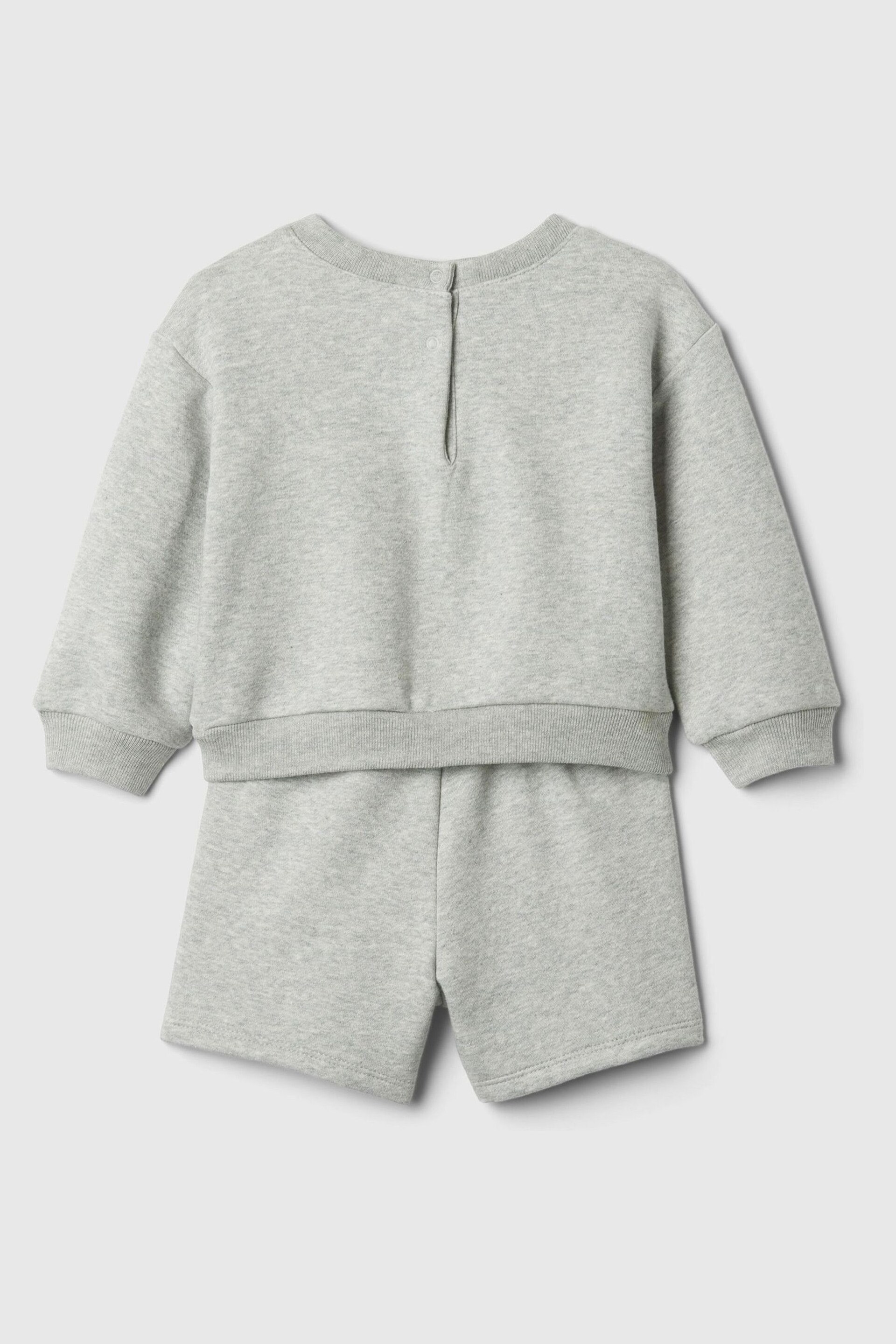 Gap Grey Graphic Baby Sweatshirt and Shorts Set (Newborn-24mths) - Image 2 of 2