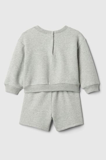 Gap Grey Graphic Baby Sweatshirt and Shorts Set (Newborn-24mths)