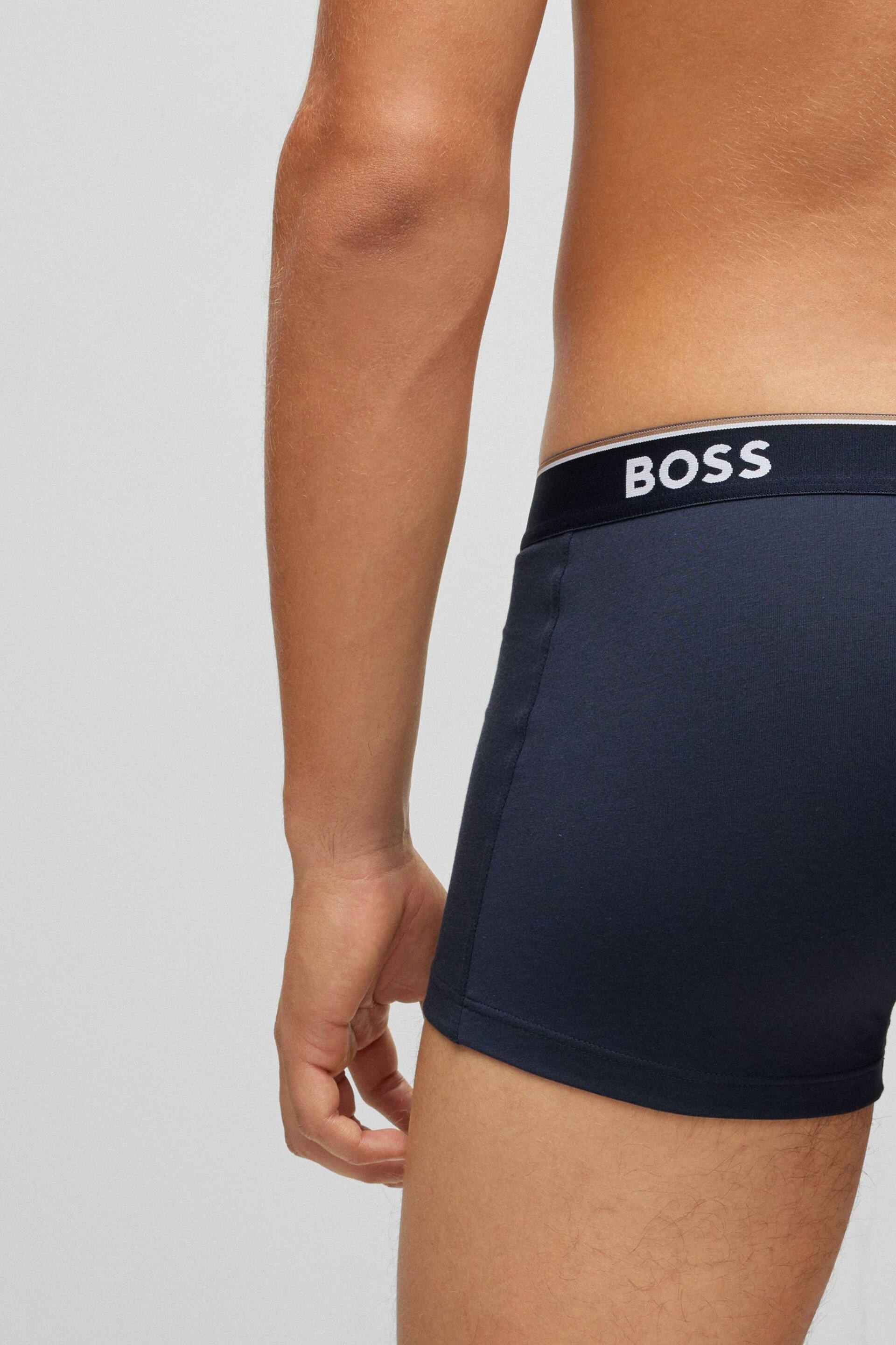 BOSS Navy Blue Power Boxer 3 Pack - Image 4 of 5