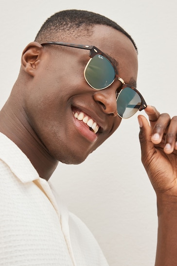 Ray-Ban Havana Clubmaster Gradient Lens Sunglasses