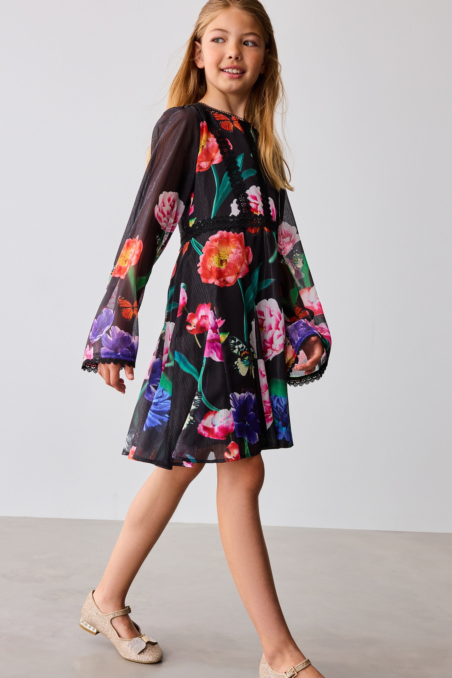 Black floral ted baker dress new arrivals