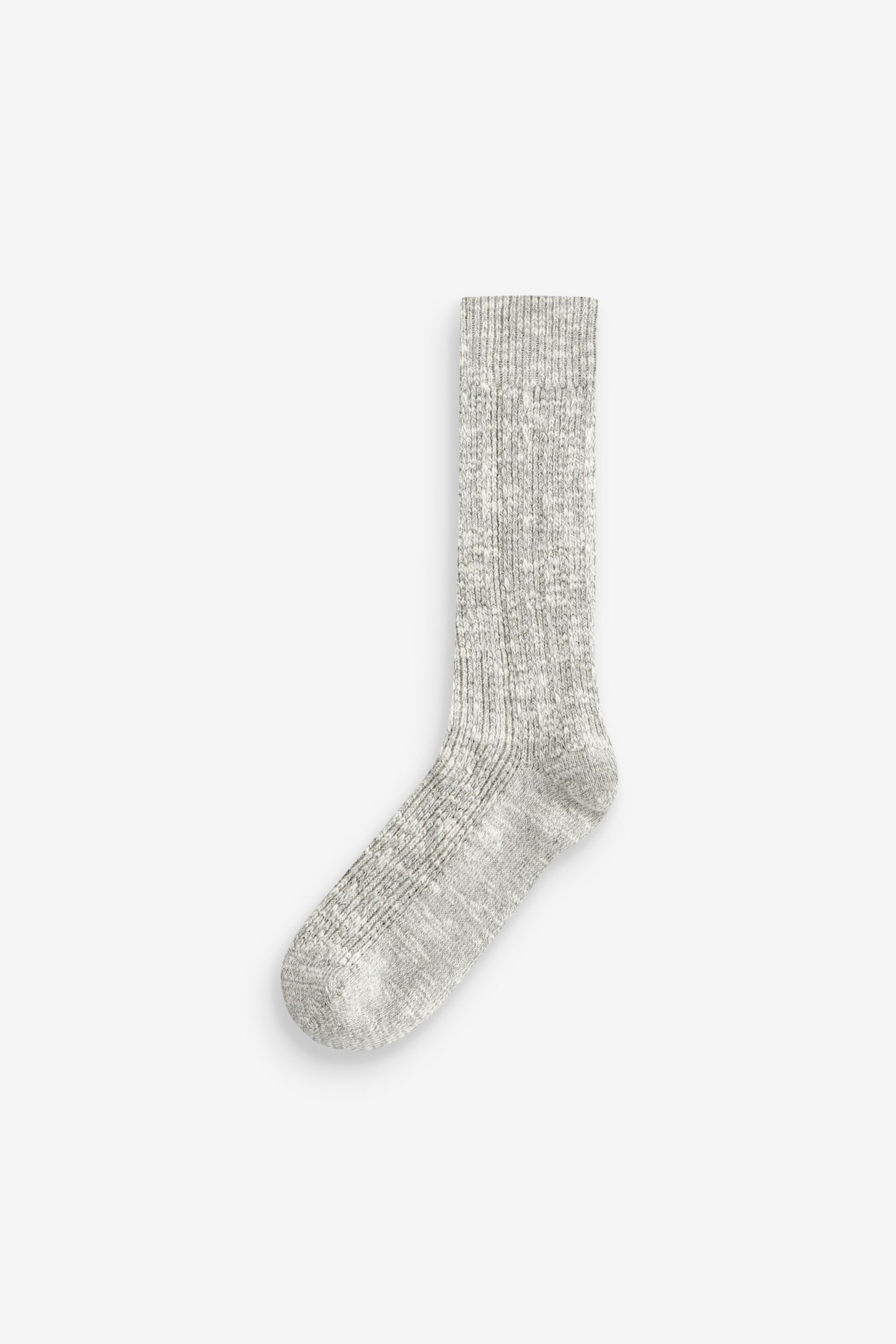 Grey/Ecru/Blue Cotton Rich Slub Slouch Ankle Socks 3 Pack - Image 4 of 5