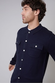 Threadbare Blue Luxe Long Sleeve Knitted Shirt - Image 4 of 5