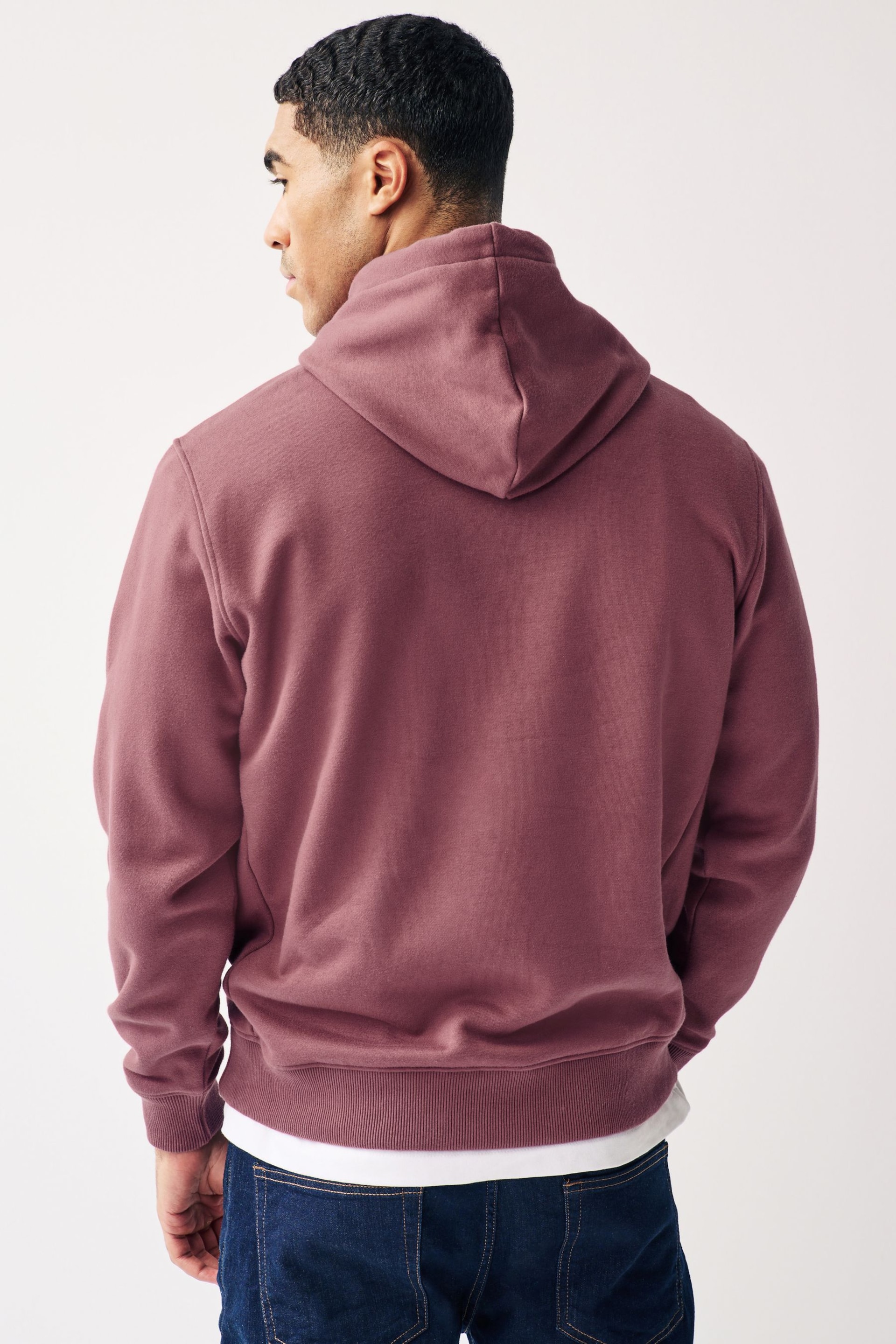 Pink Regular Fit Jersey Cotton Rich Overhead Hoodie - Image 3 of 8