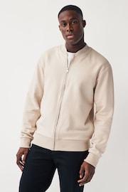 Ecru Jersey Bomber Jacket - Image 1 of 7