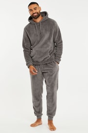 Threadbare Grey Borg Hooded Loungewear Set - Image 1 of 3