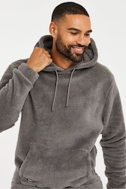 Threadbare Grey Borg Hooded Loungewear Set - Image 3 of 3