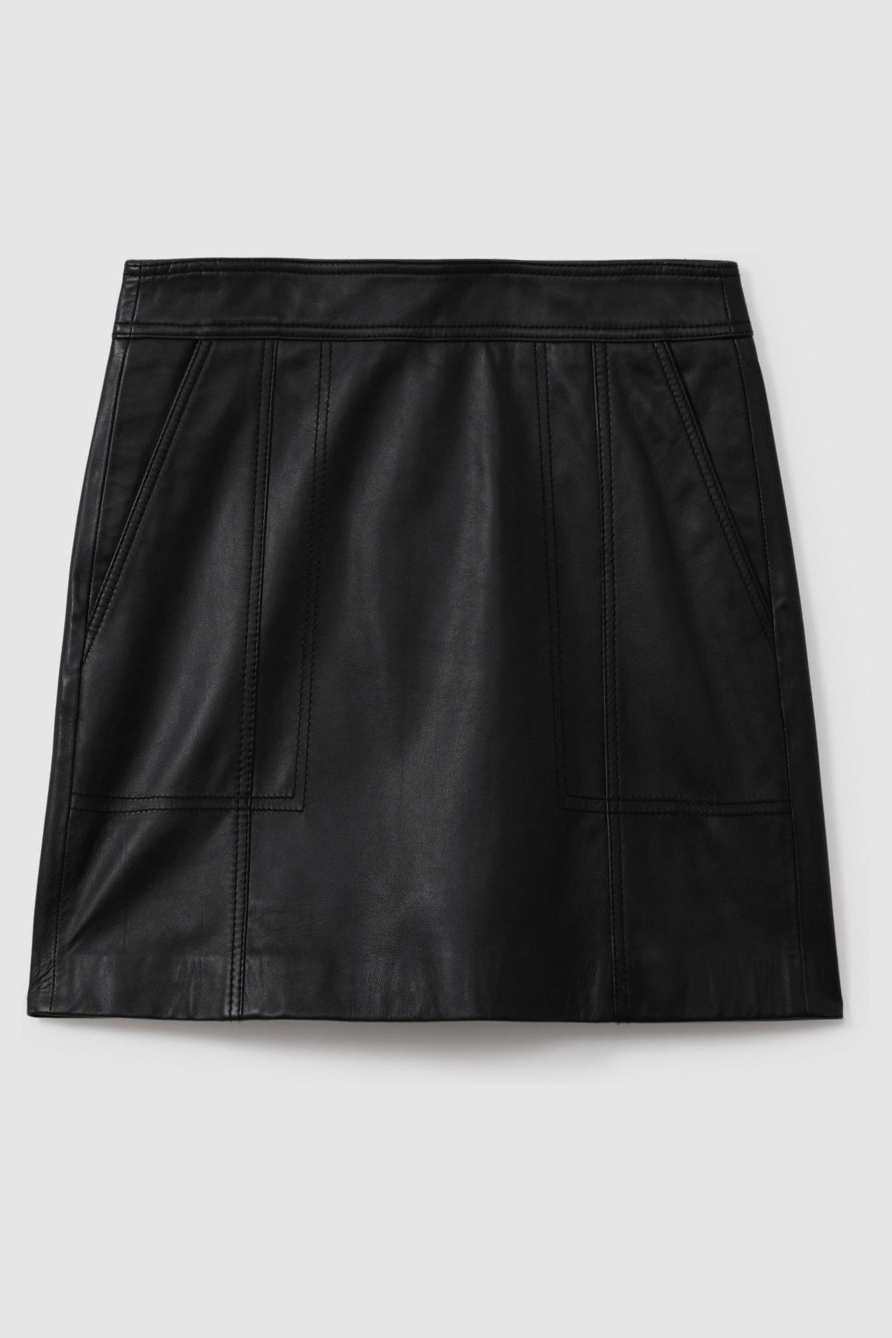 Buy Reiss Black Edie Leather High Rise Mini Skirt from the Next UK