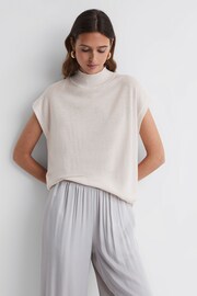 Reiss Stone Clara Wool Funnel Neck Sleeveless Jumper - Image 1 of 6