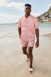 Light Pink Artisan Regular Fit Printed Swim Shorts - Image 2 of 13