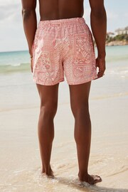 Light Pink Textured Artisan Tile Regular Fit Printed Swim Shorts - Image 4 of 11