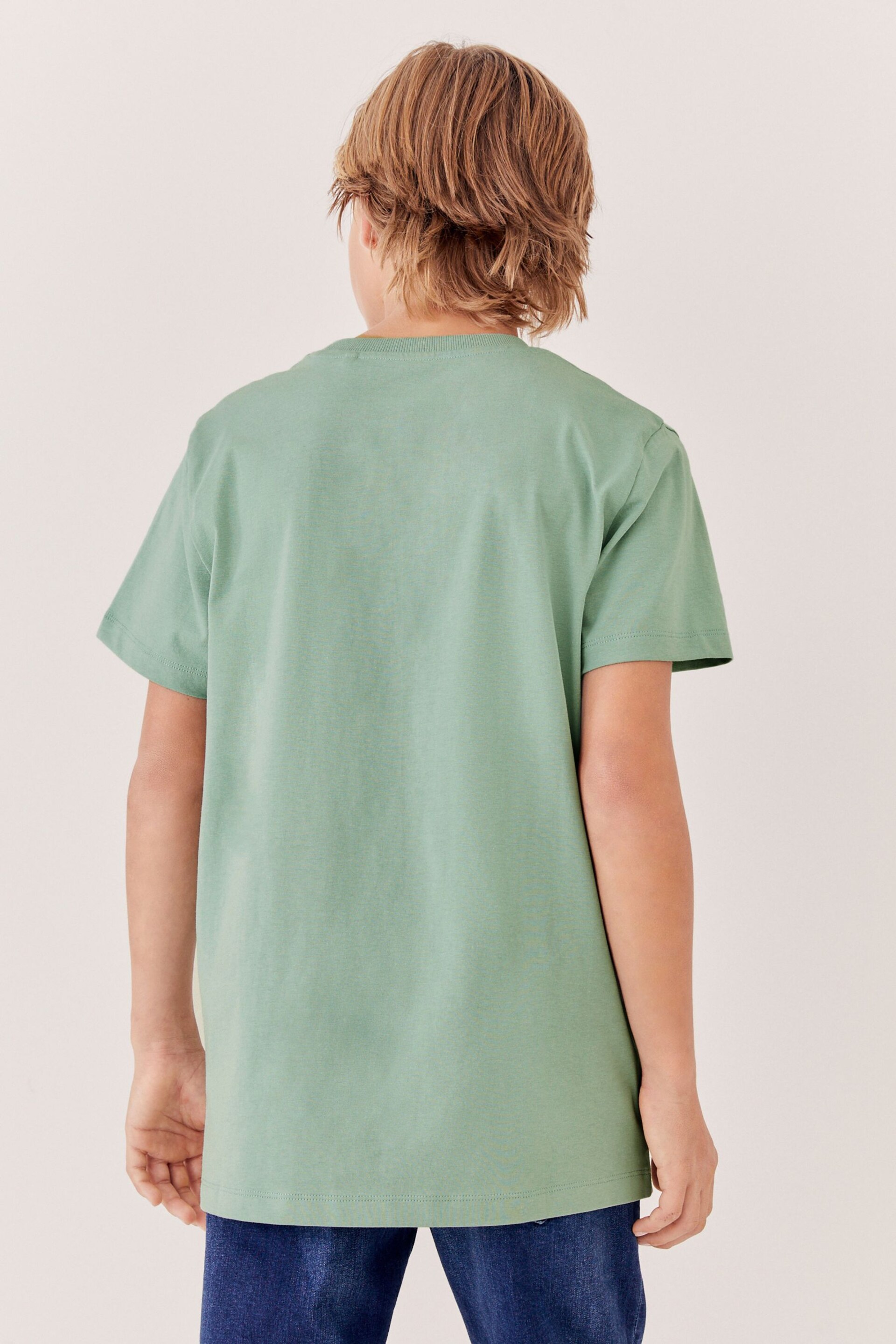 Green Pale Cotton Short Sleeve T-Shirt (3-16yrs) - Image 3 of 7