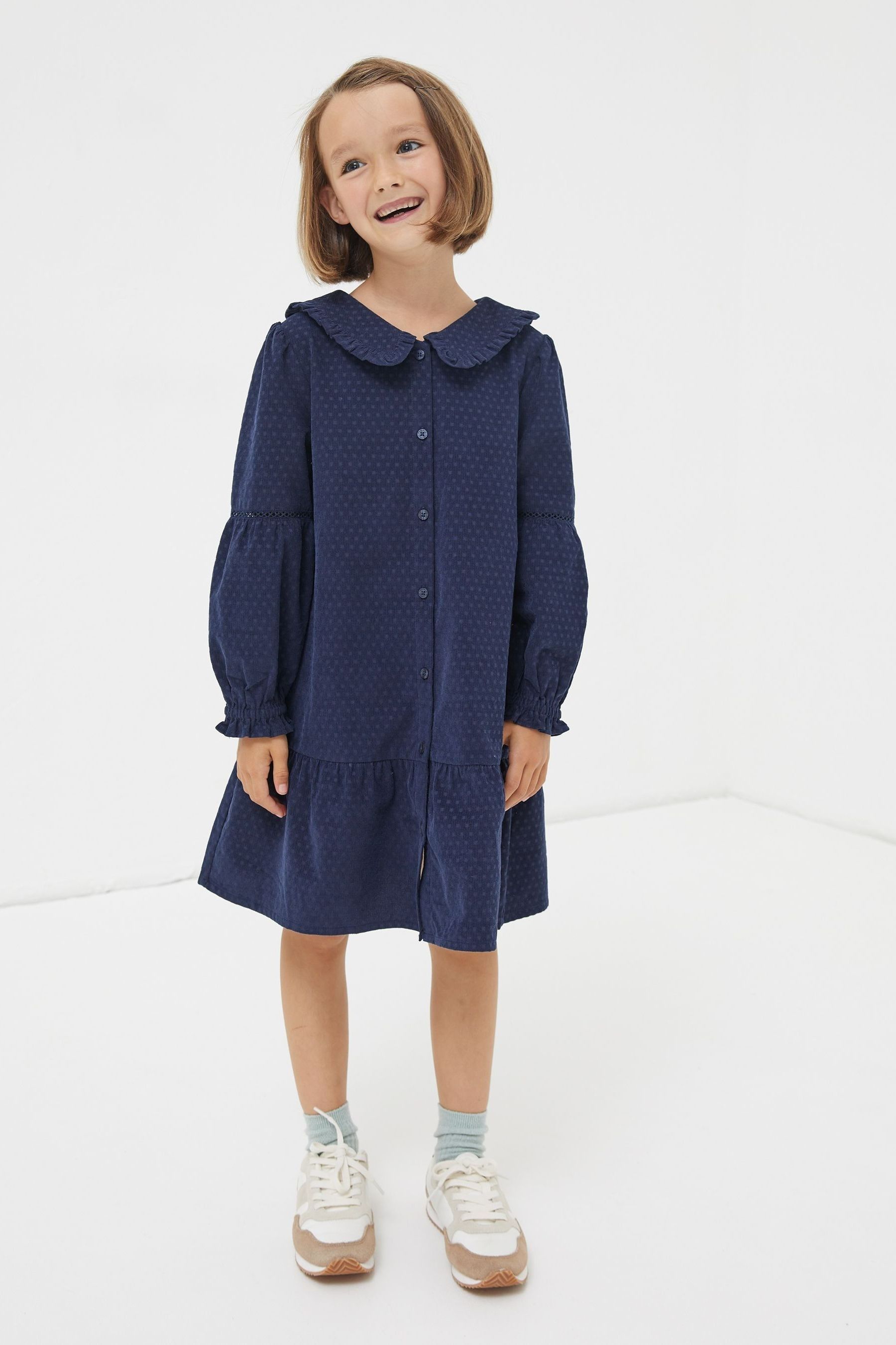 Buy FatFace Blue Katy Collared Cord Dress from Next Luxembourg