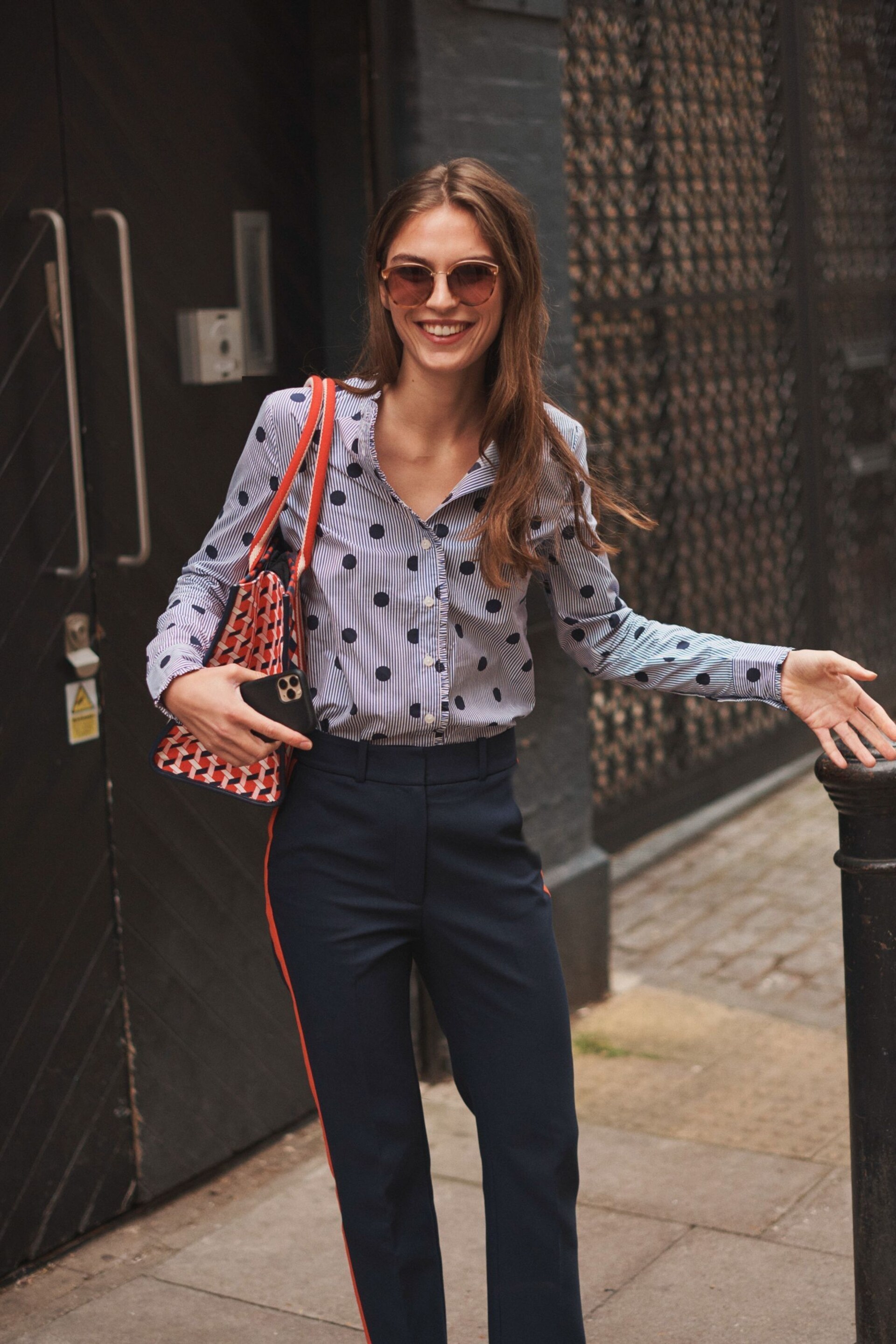 Boden Blue Ruffled Cotton Poplin Shirt - Image 1 of 6