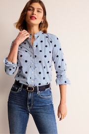 Boden Blue Ruffled Cotton Poplin Shirt - Image 2 of 6