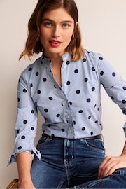 Boden Blue Ruffled Cotton Poplin Shirt - Image 4 of 6