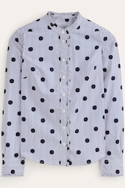 Boden Blue Ruffled Cotton Poplin Shirt - Image 6 of 6