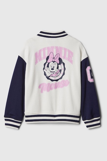 Gap White Disney Minnie Mouse Baby Varsity Jacket (Newborn-5yrs)
