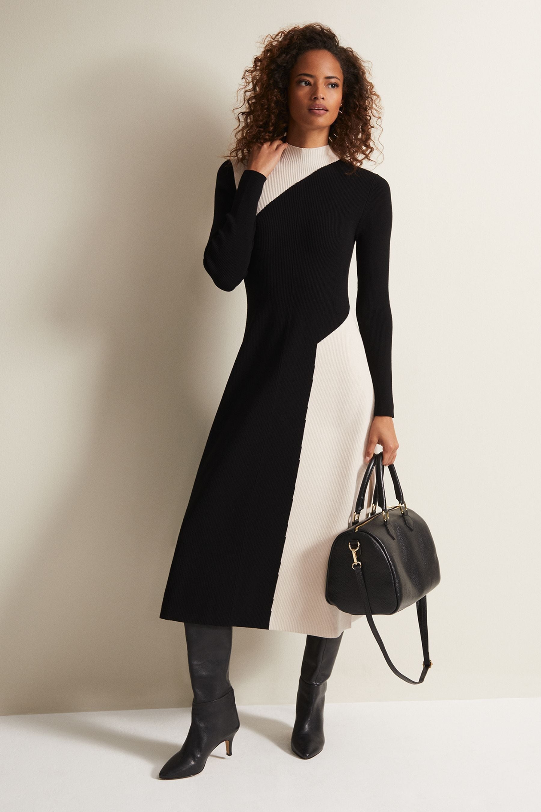 Buy Phase Eight Natural Multi Julie Ribbed Fit And Flare Midi