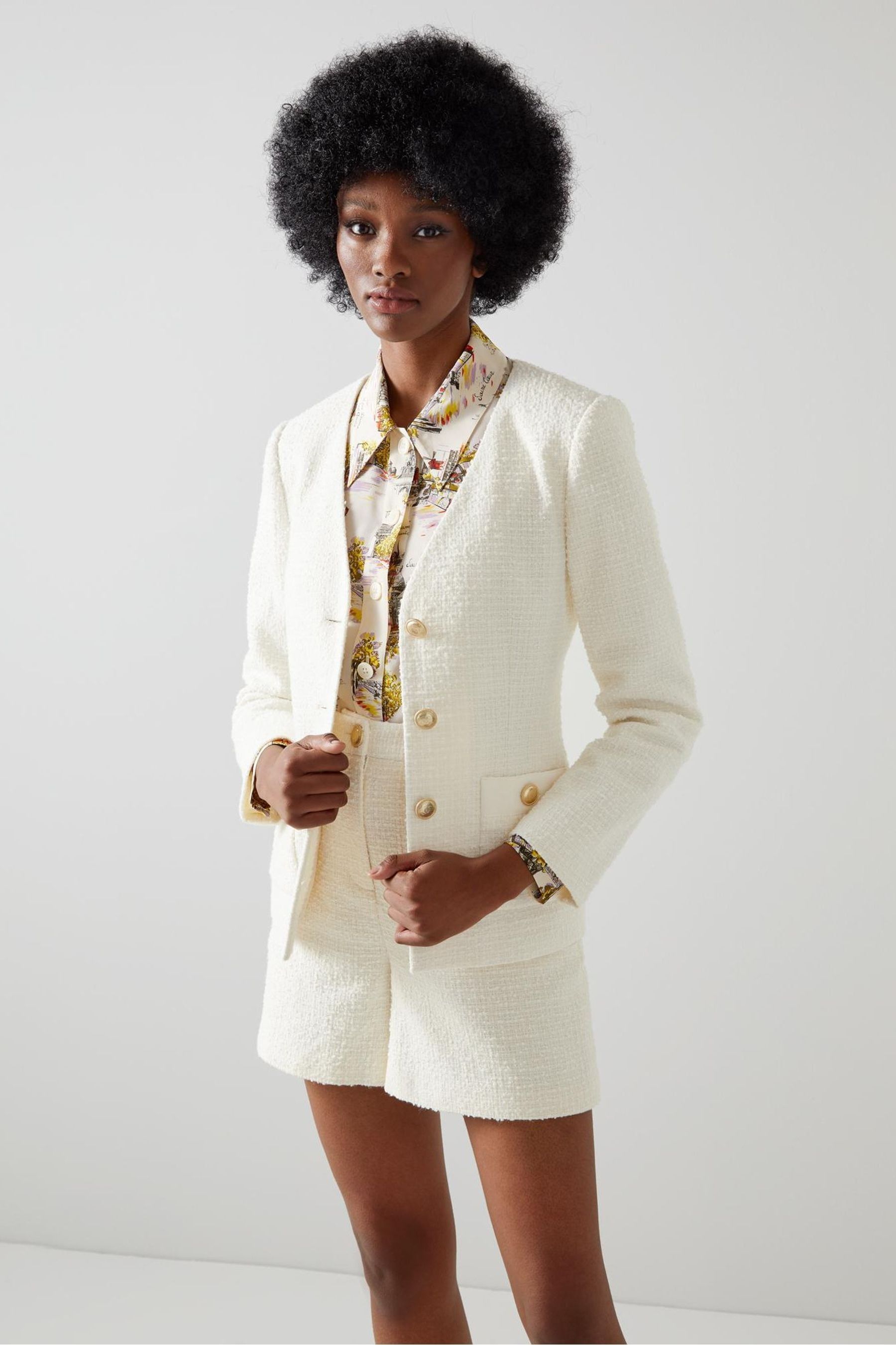 Buy LK Bennett Cream Hanna Recycled Cotton Blend Tweed Jacket from Next Luxembourg