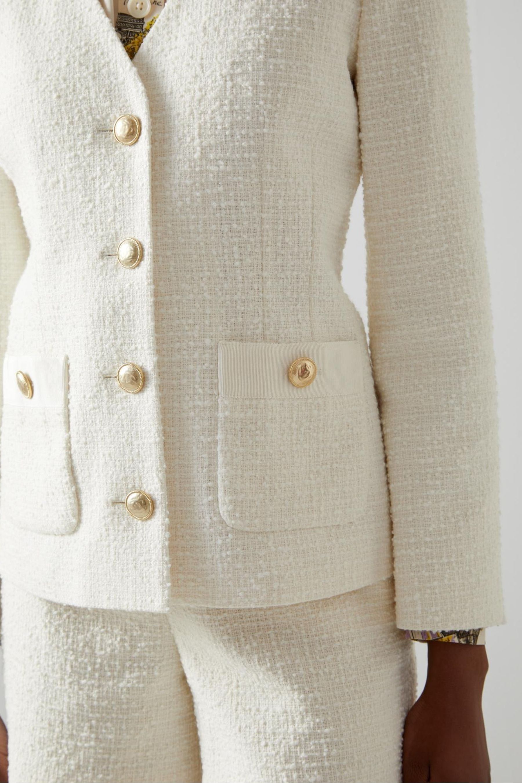 Buy LK Bennett Cream Hanna Recycled Cotton Blend Tweed Jacket from Next Luxembourg