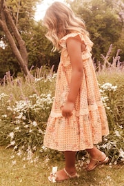Laura Ashley Orange Rosemore Broderie Midi Dress - Image 1 of 14