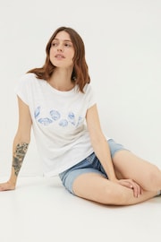 FatFace White Shell Graphic T-Shirt - Image 3 of 5