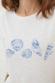 FatFace White Shell Graphic T-Shirt - Image 4 of 5