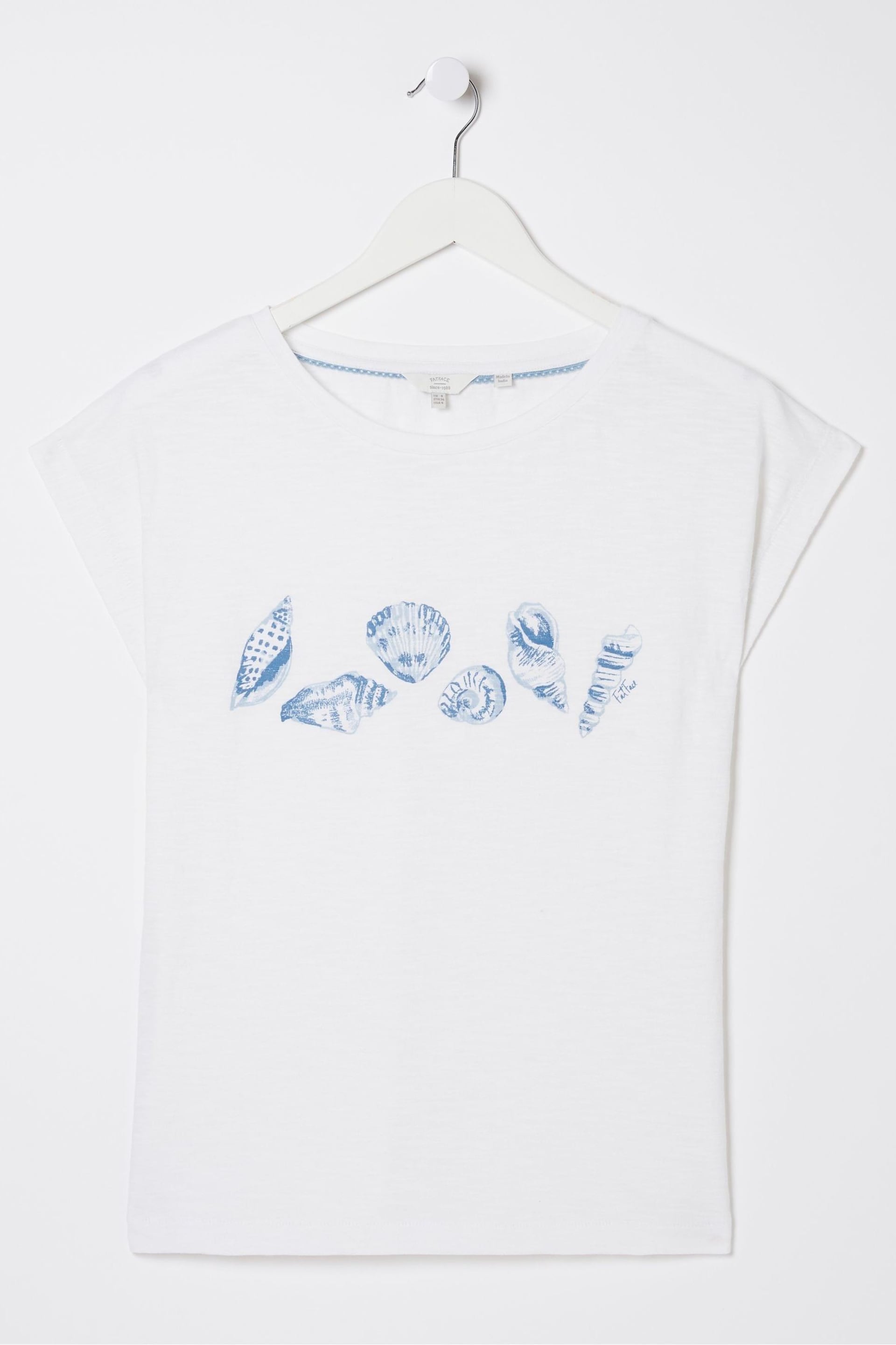 FatFace White Shell Graphic T-Shirt - Image 5 of 5