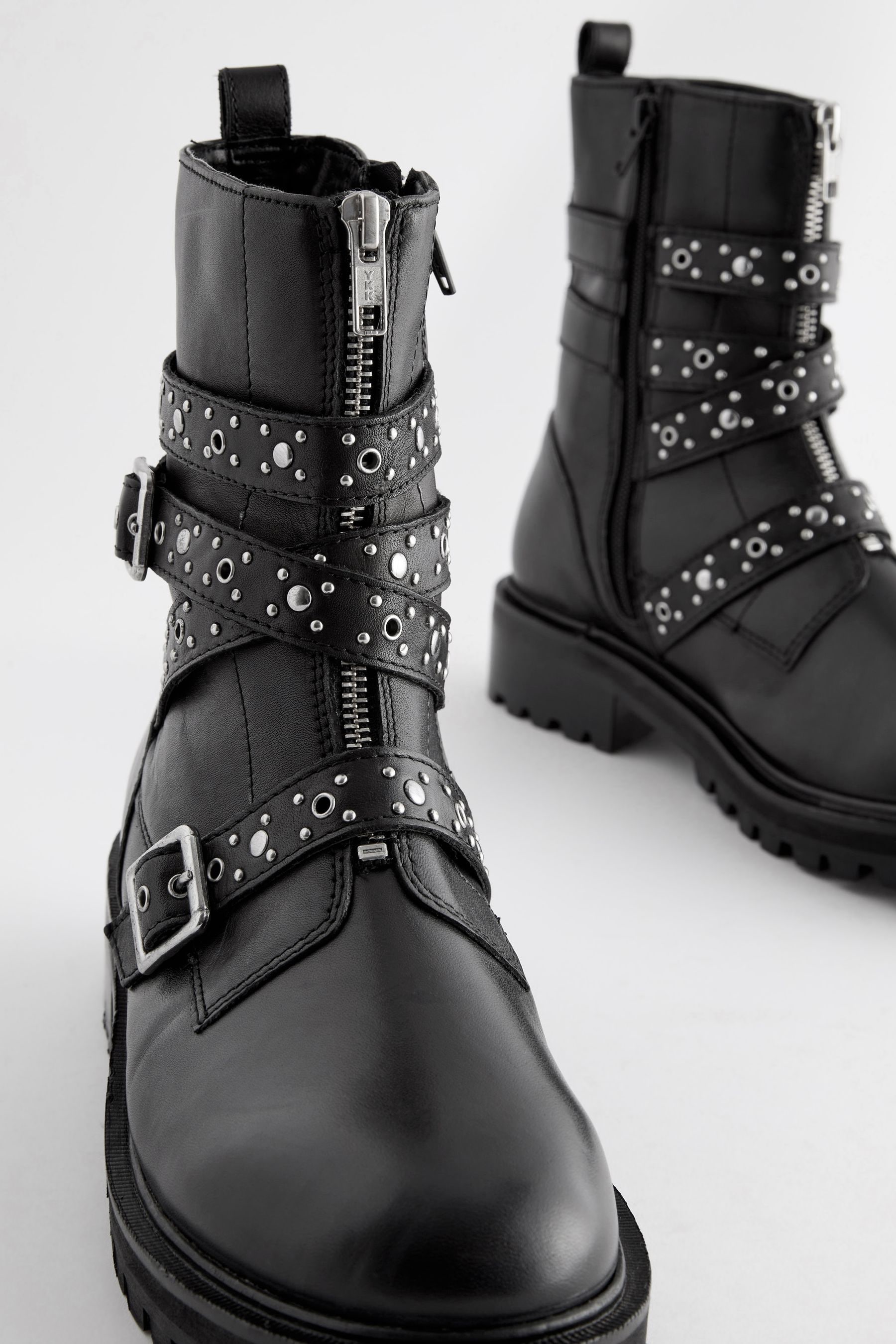 Buy Black Forever Comfort Studded Biker Ankle Boots from the Next UK online shop