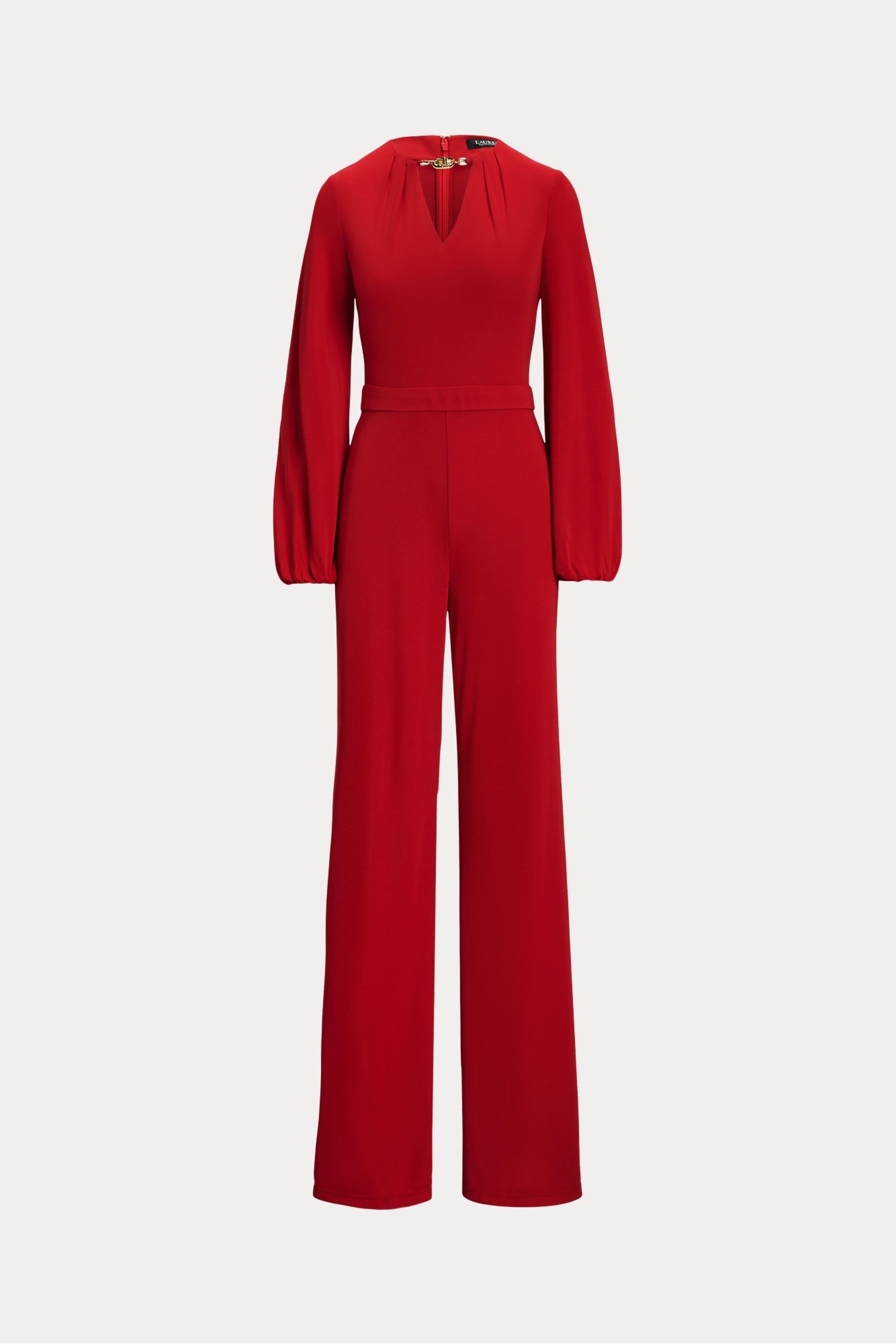 Buy Lauren Ralph Lauren Red Logo Trim Jersey Wide Leg Jumpsuit from Next Luxembourg