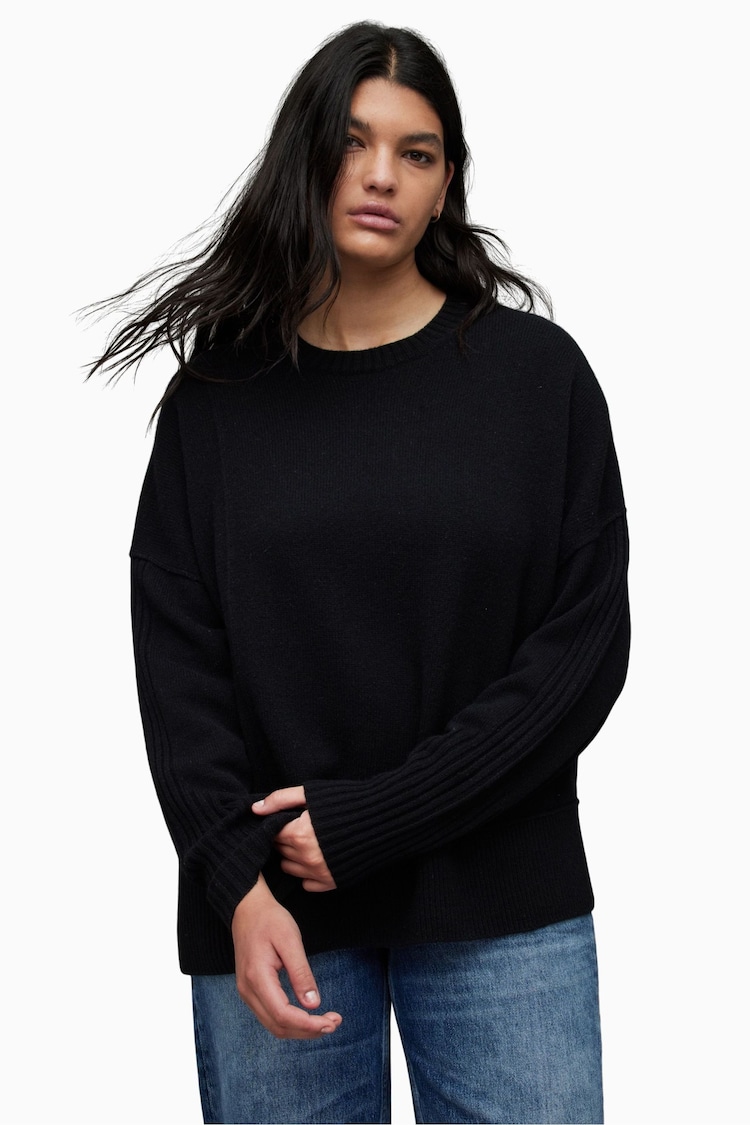 AllSaints Black Kiki Cashmere Blend Jumper - Image 1 of 7