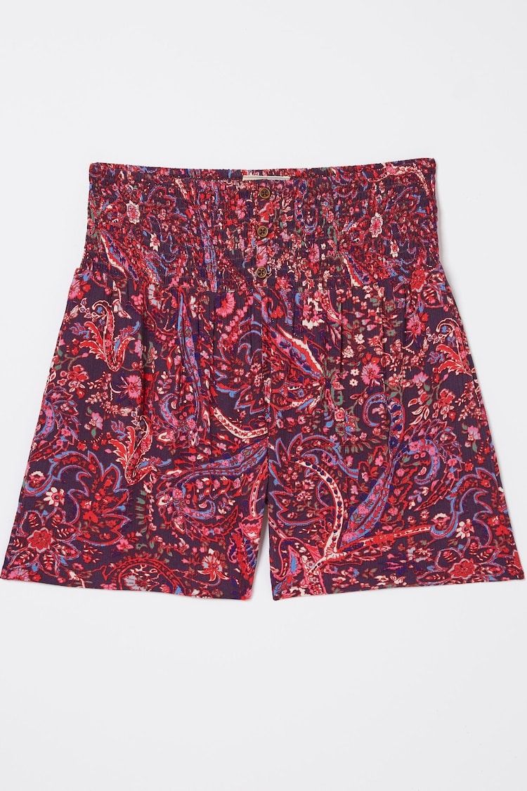 FatFace Bright Purple Paisley Shirred Waist Shorts - Image 5 of 5