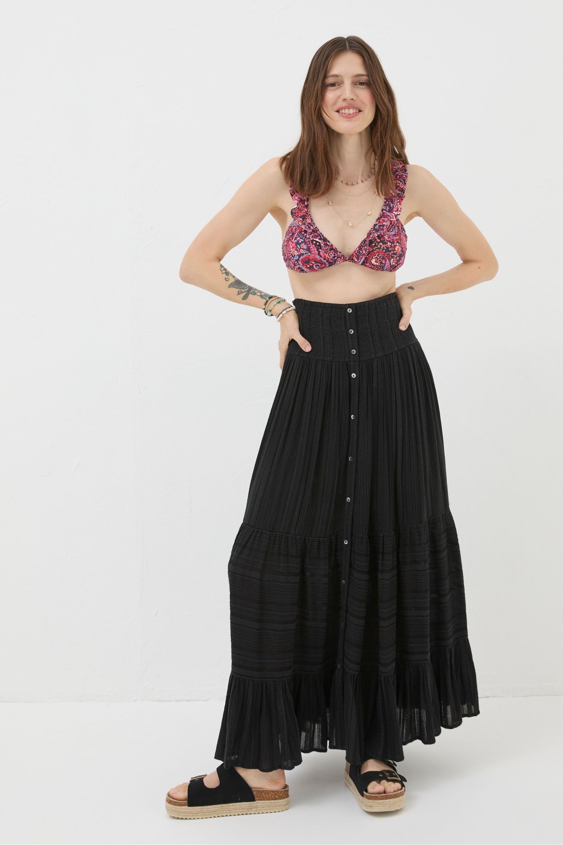 FatFace Rhea Black Beach Maxi Skirt