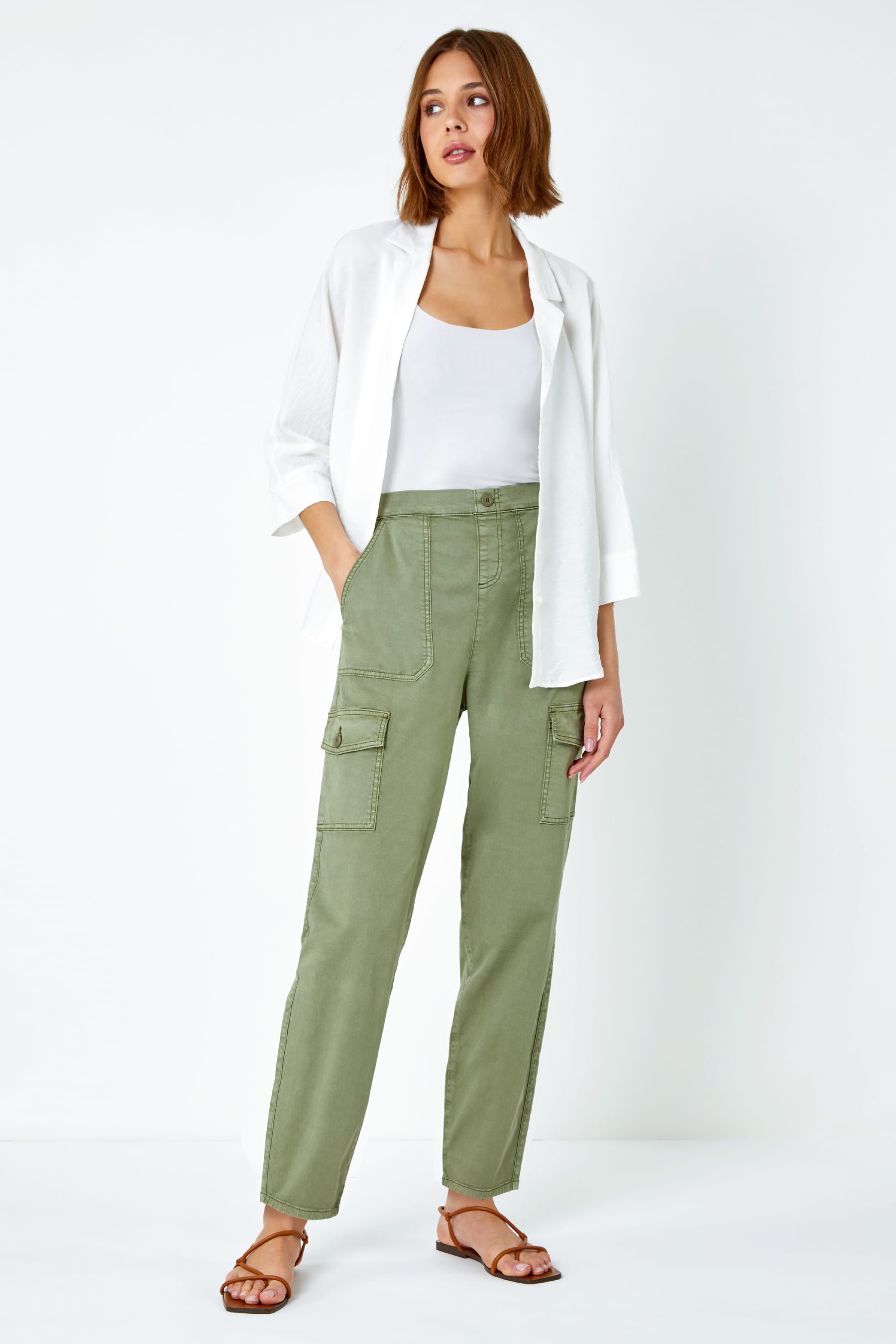 Stretch cargo trousers womens sale