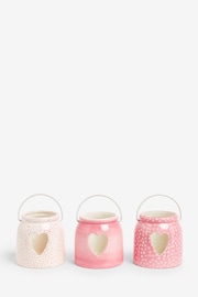 Set of 3 Pink Ceramic Heart Cut-Out Lanterns - Image 4 of 5