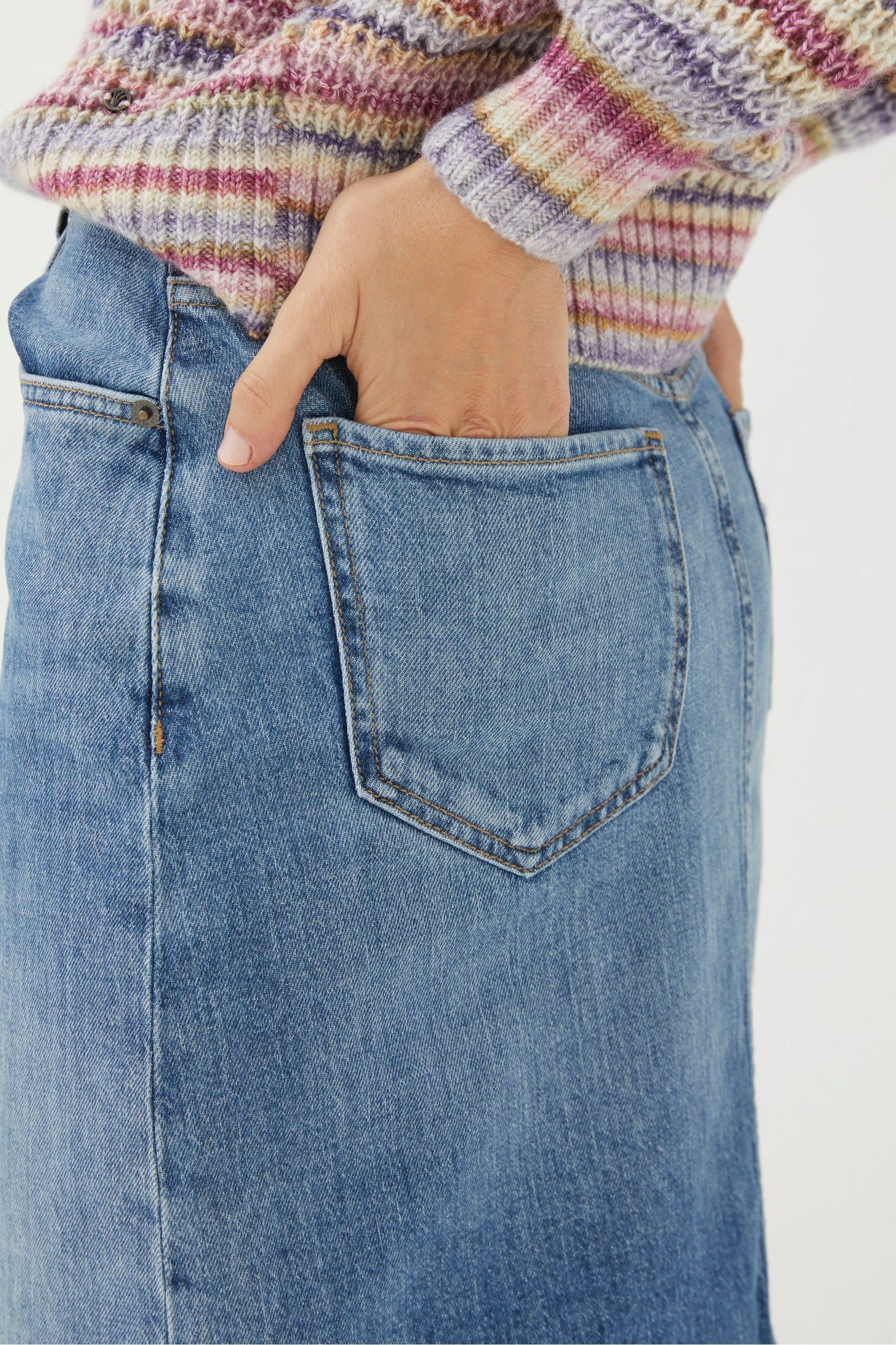 Fatface blue hannah denim skirt best sale