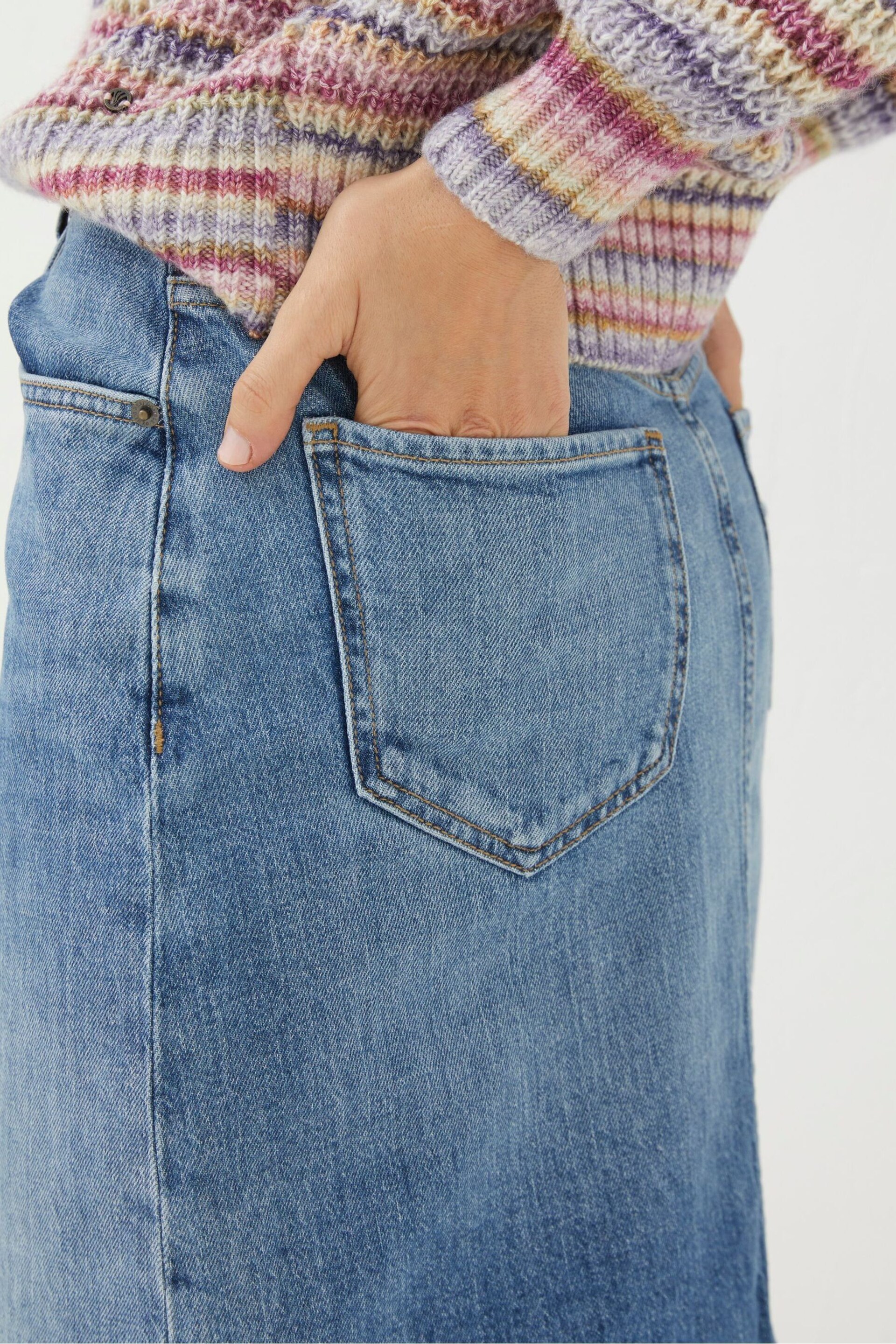 FatFace Blue Hattie Denim Skirt - Image 3 of 5