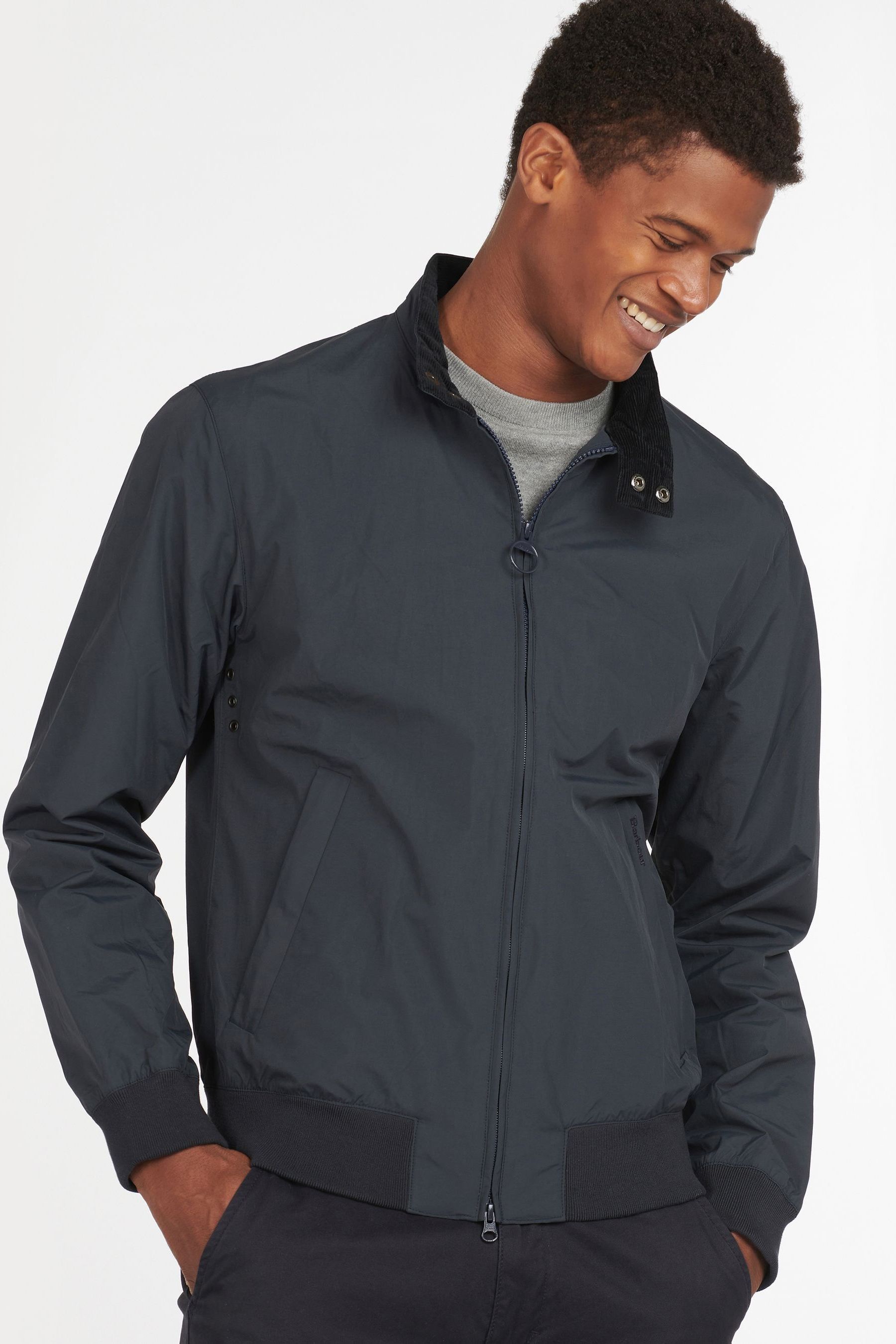 Buy Barbour Navy Royston Casual Harrington Jacket from the Next