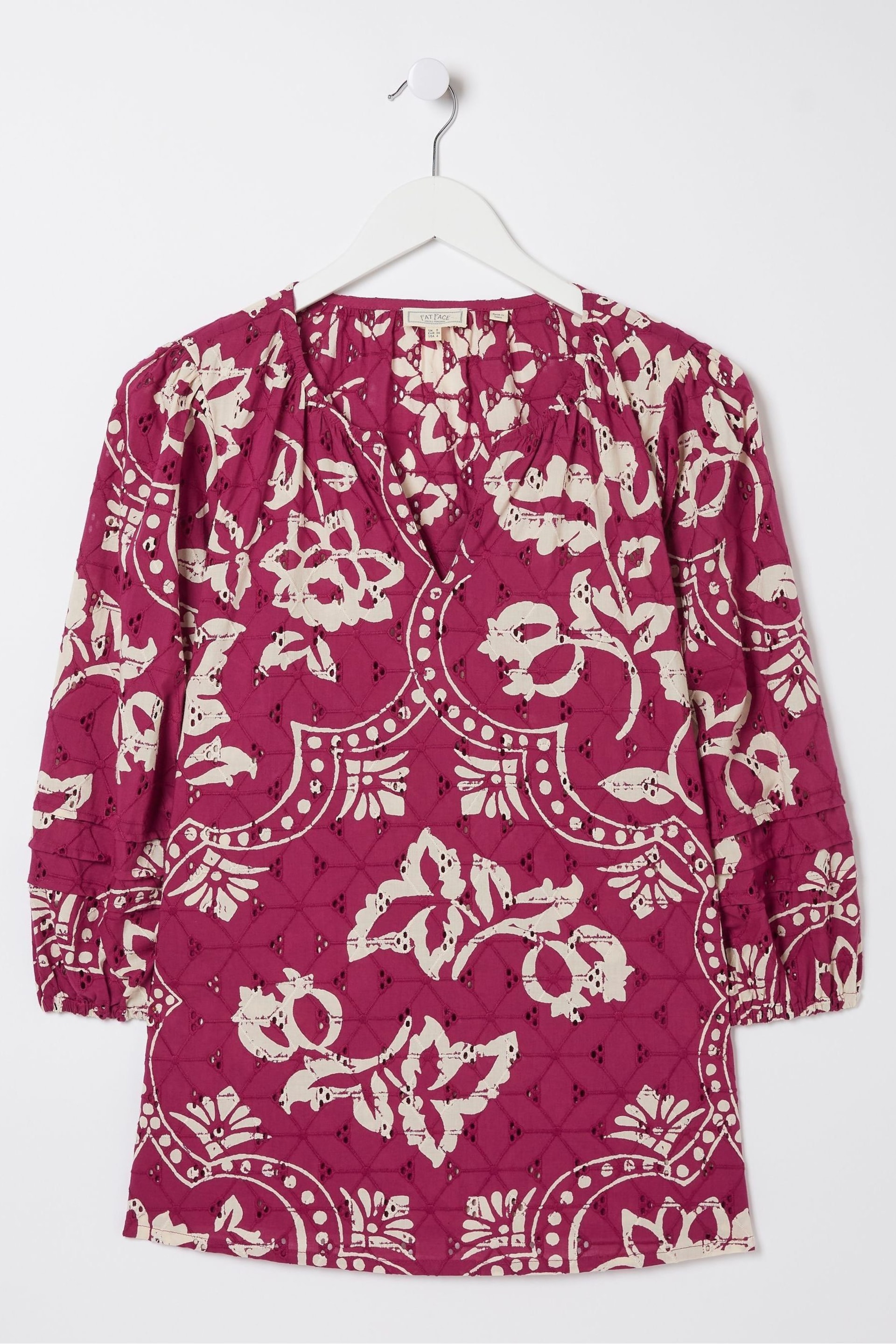FatFace Purple Imogen Broderie Floral Blouse - Image 6 of 6