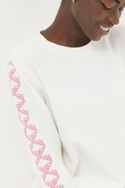 FatFace Natural Eve Embroidered Sleeve Sweatshirt - Image 4 of 5