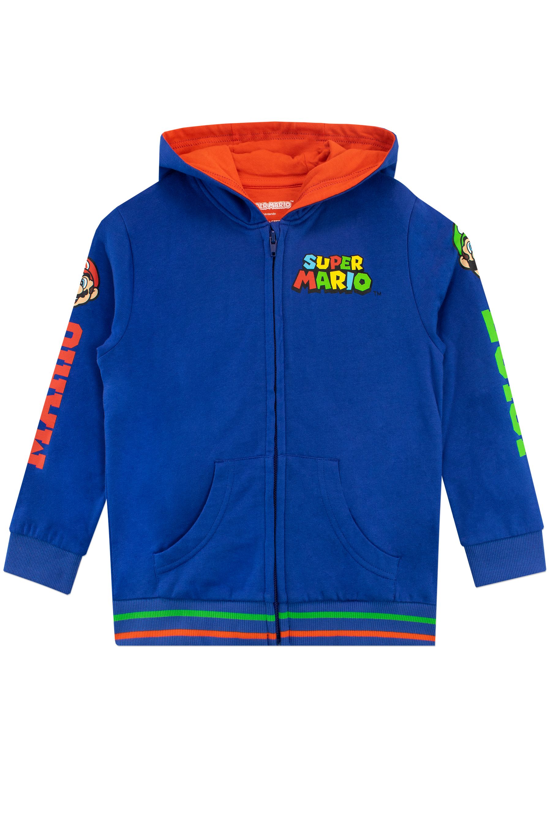 Character Blue Super Mario Zip Up 100 Cotton Hoodie