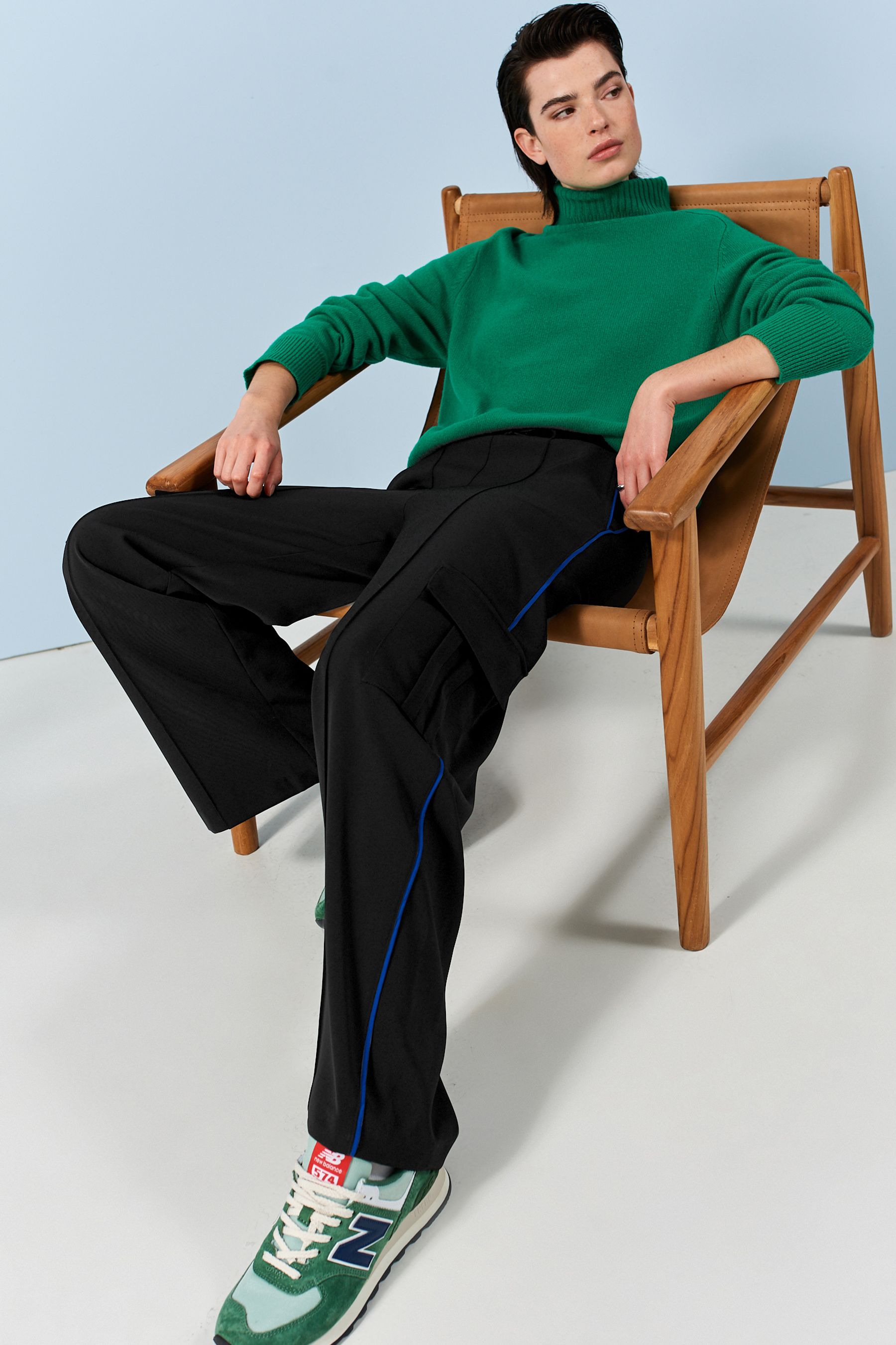 Wide side stripe trousers store