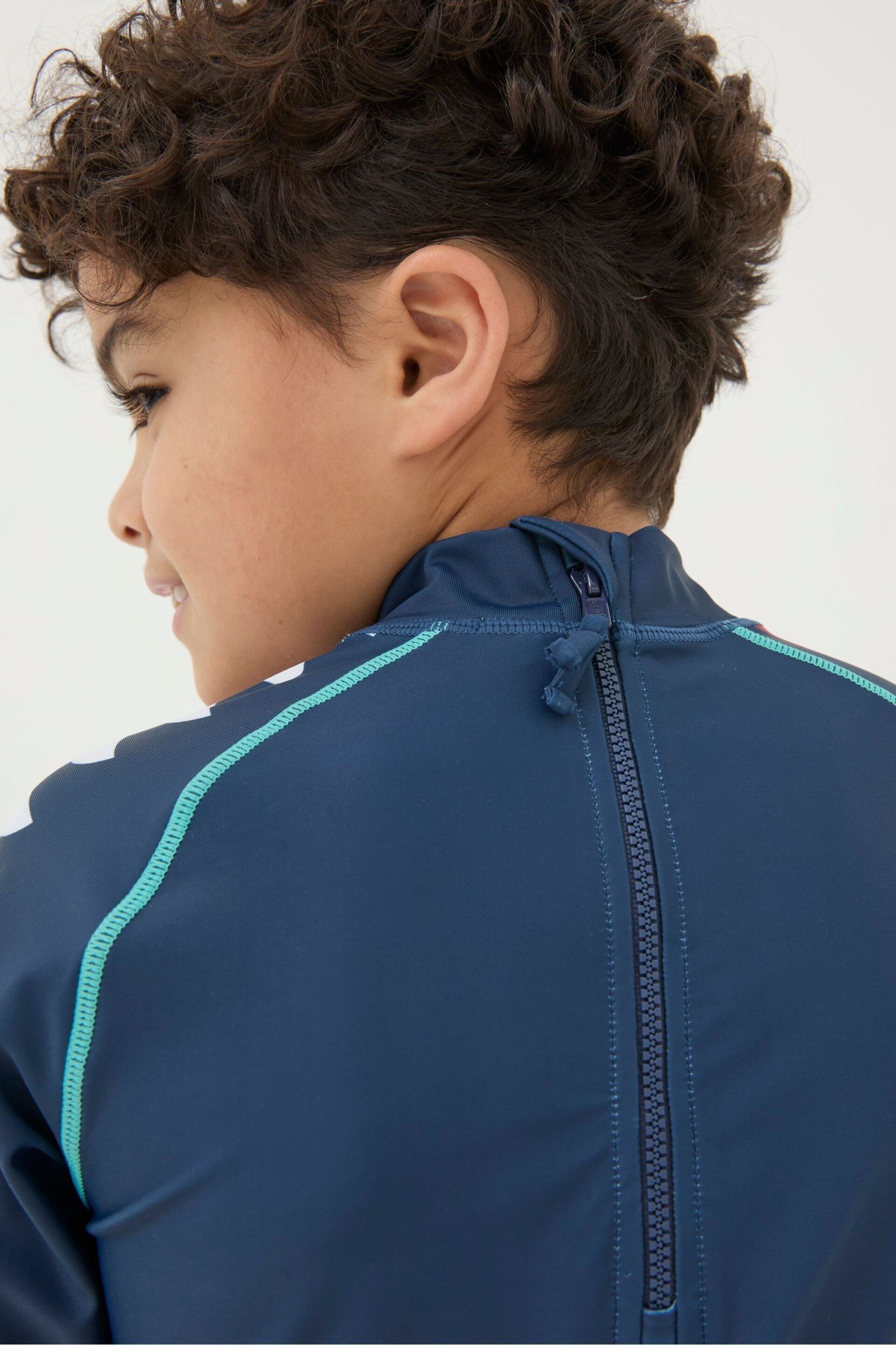 FatFace Blue Shark Long Sleeve Rash Vest - Image 5 of 5