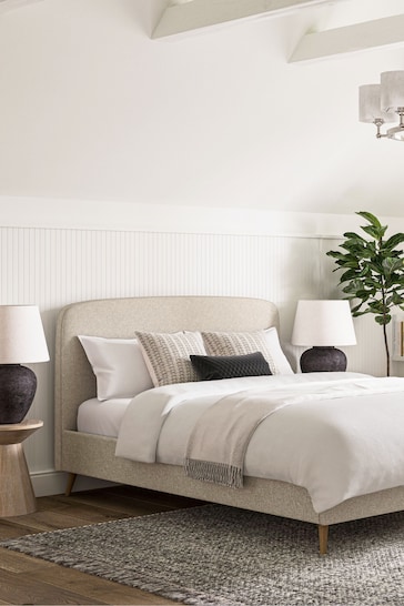 Tweedy Plain Light Natural Matson Upholstered Bed Bed Frame